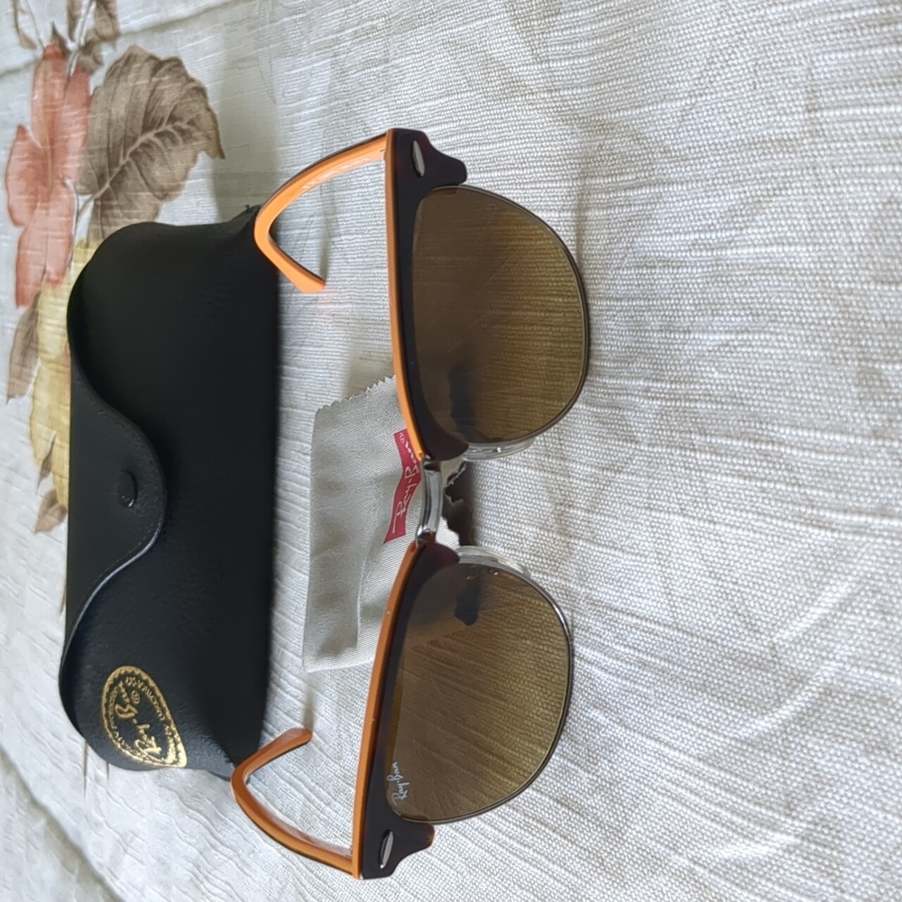 Ray-Ban Clubmaster 1126/85 Square Sunglasses, Tortoise on Orange Frame